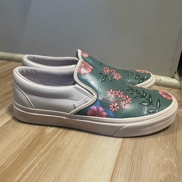 Vans Slip On tropical floral Hand Painted custom vans women’s 8.5 - Picture 5 of 8